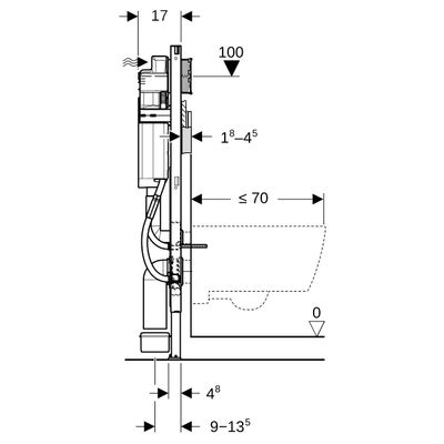 Geberit Wand-WC-Element 112 cm, mit Sigma Unterputz-Spülkasten, barrierfreie Ausf, 1120 x 420 mm Bild 9