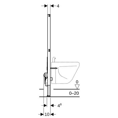 Geberit Wandbidet-Element 112 cm, für Einlocharmatur, 1120 mm Bild 4