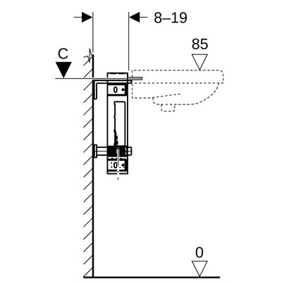 Geberit Waschtisch-Element, für Standarmatur, 350 x 340 mm Bild 4