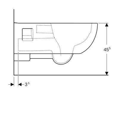 Geberit Renova Comfort Wand-WC Tiefspüler teilgeschlossene Form Rimfree, weiss Tect, 345 x 355 mm, Farbe weiß Bild 9