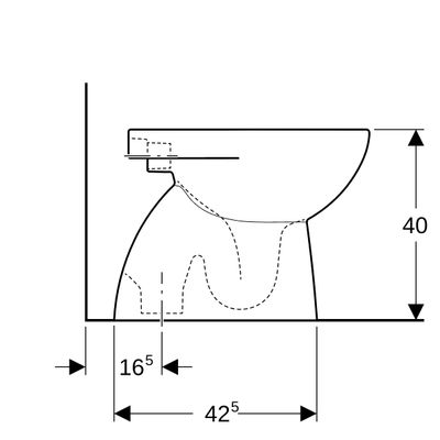 Geberit Renova Stand-WC Tiefspüler, Abg.verti teilgeschl.Form, T:53 cm, KeraTect, 400 x 350 mm, Farbe weiß Bild 9