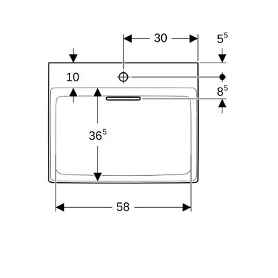 Geberit ONE Waschtisch 60 x 48 cm, CleanDrain mit Hl, ohne Ül, weiss, KeraTect / weiss glzd, 140 x 480 mm, Farbe weiß Bild 4