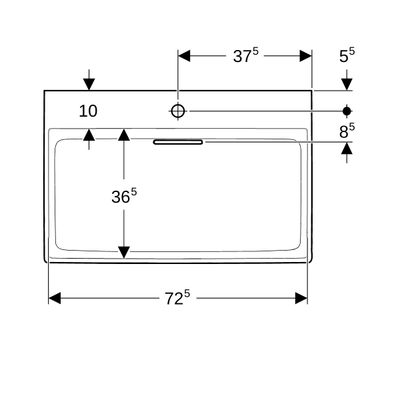 Geberit ONE Waschtisch 75 x 48 cm, CleanDrain mit Hl, ohne Ül, weiss, KeraTect / weiss glzd, 140 x 480 mm, Farbe weiß Bild 4