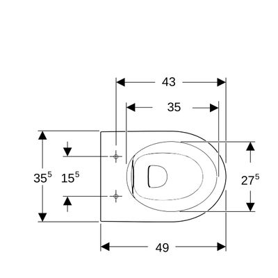 Geberit Wand-Tiefspül-WC, spülrandlos, mit verdeckte Befestigung, Ausladung 490 mm, KeraTect, 330 x 355 x 490 mm, Farbe weiß Bild 7