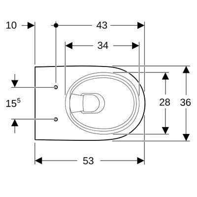 Geberit Wand-Tiefspül-WC, spülrandlos, teilgeschl.Form, 330 x 360 x 530 x 530 mm, Farbe weiß Bild 9