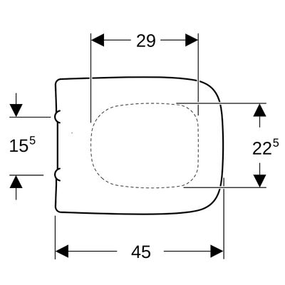 Geberit WC-Sitz, WrapOver, eckig, Edelstahl-Scharnier, Befestigung von unten, 40 x 490 x 360 mm, Farbe weiß Bild 4