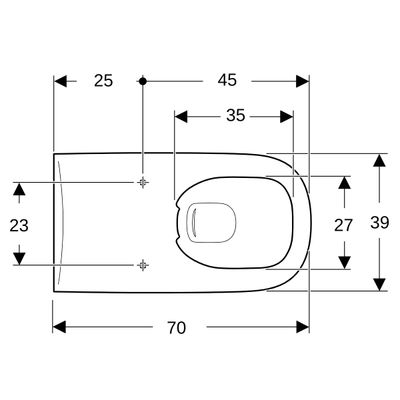 Geberit Square Wand-Tiefspül-WC, spülrandlos, barrierefrei, Ausladung 700 mm, 360 x 390 x 700 mm, Farbe weiß Bild 6