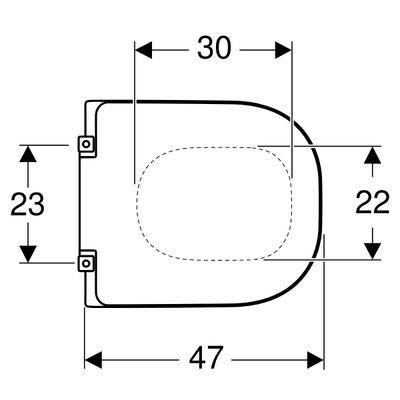 Geberit WC-Sitz, barrierefrei, anti bakt, WrapOver, eckig, Befestigung von unten, 50 x 470 x 400 mm, Farbe weiß Bild 4