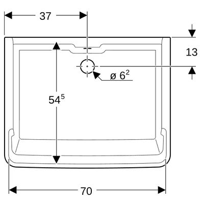 Geberit Publica Garda Mehrzweckbecken 74 x 35 x 58,5 cm, mit Überlauf, weiss, 350 x 740 x 585 mm, Farbe weiß Bild 4
