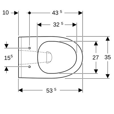 Geberit Plus4 (Renova Comfort) Wand-Tiefspül-WC, +40 mm erhöht, KeraTect, 420 x 350 x 535 x 535 mm, Farbe weiß Bild 5