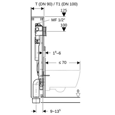 Geberit GIS Element, für WWC, 125 cm, mit Sigma Unterputz-Spülkasten 12 cm, für Hygienesp./1 WA ohne S-St. Bild 4