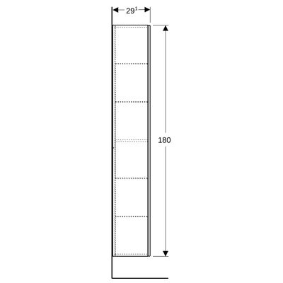 Geberit Hochschrank, mit 1 Tür 36 x 180 x 29,1 cm, 1800 x 360 x 291 mm, Farbe schwarz Bild 5