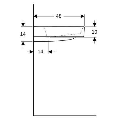 Geberit ONE Waschtisch 75 x 48 cm, CleanDrain mit Hl, ohne Ül, weiss, KeraTect / weiss glzd, 140 x 480 mm, Farbe weiß Bild 5