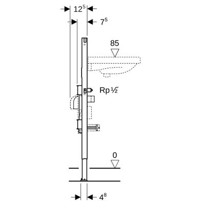 Geberit Duofix Element f WT, 82-98 cm, S-Arm. 2 WZ-Strecken, UP-KH und Anschluss T-St. Bild 5