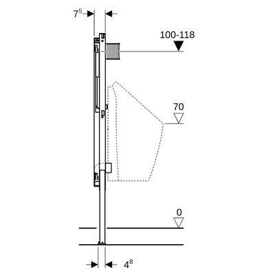 Geberit Urinal-Element 112-130 cm universell, für Sprühkopf, 1120 mm Bild 6