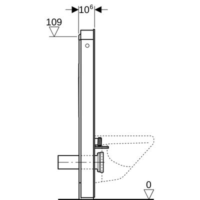 Geberit Sanitärmodul, für Wand-WC 114 cm, Glas weiss, 1140 x 505 x 106 mm, Farbe weiß Bild 11