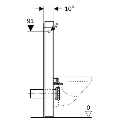 Geberit Sanitärmodul, für Wand-WC 101 cm, Glas weiss, 1010 x 480 x 106 mm, Farbe weiß Bild 11