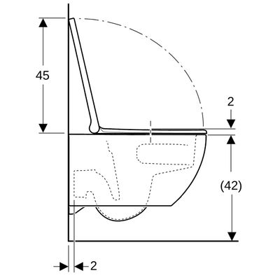 Geberit Wand-Tiefspül-WC Set, spülrandlos, (TurboFlush)Sitz mit AS, verdeckte Befestigung, 335 x 355 x 535 x 530 mm, Farbe weiß Bild 9