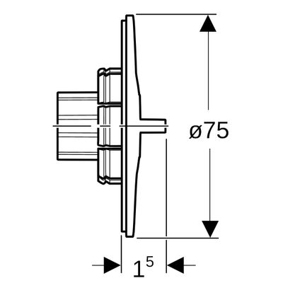 Geberit Betaetigungsgriff, zu UP-Kugelhahn, mit Befestigung =15/20, DN 1, Farbe silberfarben Bild 3