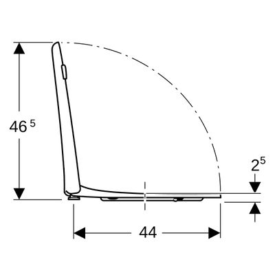 Geberit Basic WC-Sitz, barrierefrei, antibakt, WrapOver, rund, Befestigung von unten, 50 x 440 x 375 mm, Farbe weiß Bild 5
