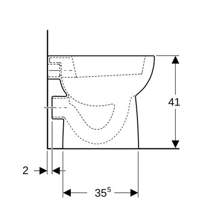 Geberit Stand-Flachspül-WC, Abgang waagerecht, teilgeschl.Form, KeraTect, 410 x 355 x 540 mm, Farbe weiß Bild 9