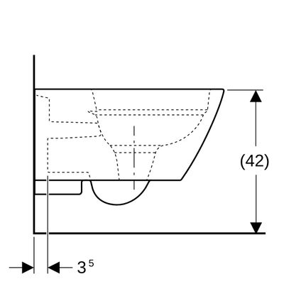 Geberit Square Wand-Tiefspül-WC, spülrandlos, mit verdeckte Befestigung, 330 x 350 x 540 mm, Farbe weiß Bild 7
