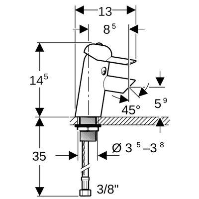 Geberit Einhebel-Waschtischmischer, Ausladung 85 mm, mehrfarbig, 145 mm, Farbe gelb Bild 4