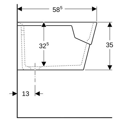 Geberit Publica Garda Mehrzweckbecken 74 x 35 x 58,5 cm, mit Überlauf, weiss, 350 x 740 x 585 mm, Farbe weiß Bild 5