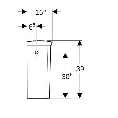 Geberit Renova AP-SPK aufges. 2-Mengen-Spülung Wasseranschluss seitl, weiss KeraTect, 390 x 370 x 165 mm, Farbe weiß Bild 7