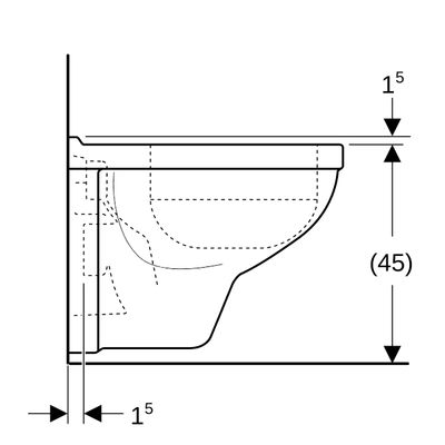 Geberit Plus4 (Renova Comfort) Wand-Tiefspül-WC, +40 mm erhöht, KeraTect, 420 x 350 x 535 x 535 mm, Farbe weiß Bild 6