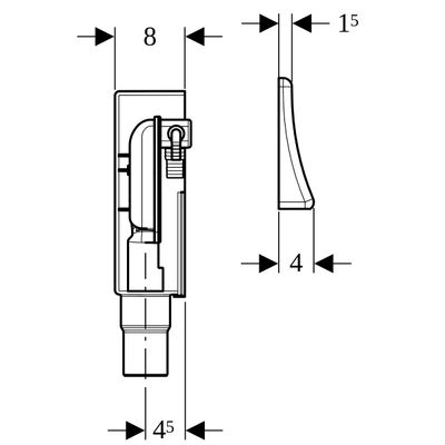 Geberit UP-Geruchsverschluss mit 2 Anschlüssen Wandeinbaukasten und Abdeckplatte d50-56 Bild 4