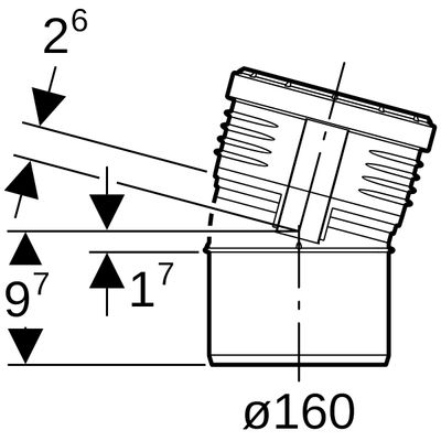 Geberit Bogen 15 Grad, DN 150, Farbe schwarz Bild 3