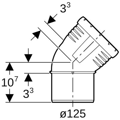 Geberit Bogen 45 Grad, DN 125, Farbe schwarz Bild 3