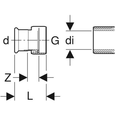 Geberit Mapress Edelstahl Übergang, mit Überwurfmutter d54-G2, Farbe silberfarben Bild 3