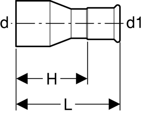 Geberit Mapress, mit Einschubende d 54 x 15 (Cr-Ni-Mo-Stahl) Bild 2