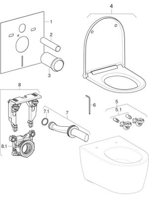 Geberit ONE Set Wand-WC, mit WC-Sitz / glanzverchromt, 345 x 370 mm, Farbe weiß Bild 2