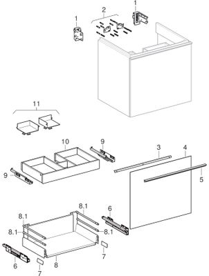 Geberit Acanto Unterschrank, für WT, 1 Schublade 1 Innenschubl, 64 x 53,5 x 47,5 cm, Farbe schwarz Bild 2