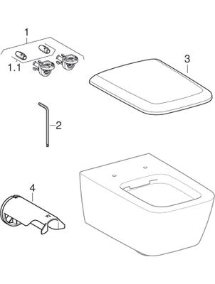 Geberit IT (iConSquare) Wand-Tiefspül-WC, spülrandlos, mit verdeckte Befestigung, KeraTect, 330 x 350 x 540 x 540 mm, Farbe weiß Bild 2
