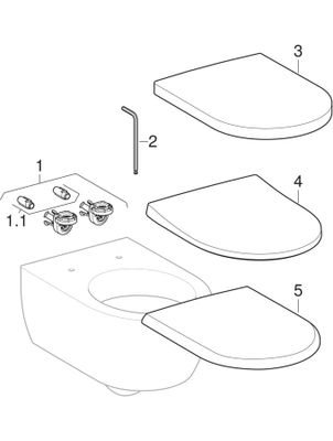 Geberit 4U / iCon Wand-Tiefspül-WC, mit verdeckte Befestigung, 330 x 355 x 530 x 530 mm, Farbe weiß Bild 2