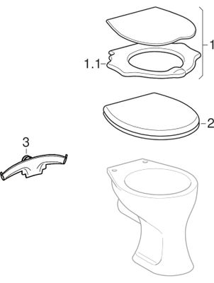 Geberit er Stand-Flachspül-WC, Abgang waagerecht, Höhe: 350 mm, weiss, 350 x 330 x 430 x 430 mm, Farbe weiß Bild 3