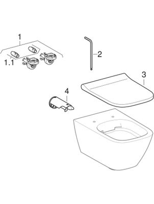 Geberit Square Wand-Tiefspül-WC, spülrandlos, mit verdeckte Befestigung, KeraTect, 330 x 350 x 540 mm, Farbe weiß Bild 3