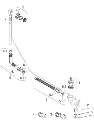 Geberit Ab- und Überlaufgarnitur d52, DN 40 / 50, für Sonderwannen, 50 mm Bild 2