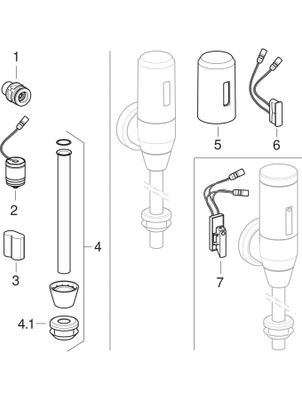 Geberit DrSp, für Urinal, mit elektron. Spül IR, Batteriebetrieb, Aufputz Bild 2