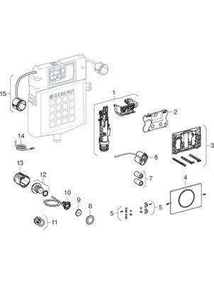 Geberit WC-Steuerung, mit elektr. Spül, Batt, BT 2-Mengen-Spülung Sigma, für ext. Taster Bild 2
