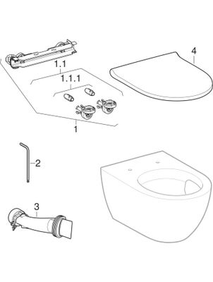 Geberit Wand-Tiefspül-WC Set, spülrandlos, (TurboFlush)Sitz mit AS, verdeckte Befestigung, 335 x 355 x 535 x 530 mm, Farbe weiß Bild 2