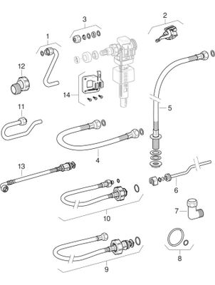 Geberit Füllventil / Schwimmerventil Typ 383, WA seitlich 3/8", Nippel aus Messing, für AP-SPK, Material Messing Bild 2