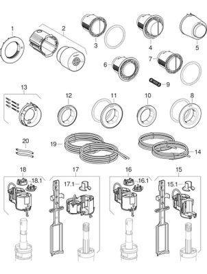 Geberit Typ 01 Fernbetaetigung, pneumatisch 2-M-Sp, UP-Drücker, Round, mattverchr. Bild 2