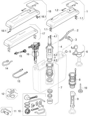 Geberit Spülkasten 127000, 6-9L, Aufputz, tiefhaengend, mit Spülstop-Taste, 410 x 440 x 130 mm, Farbe weiß Bild 3