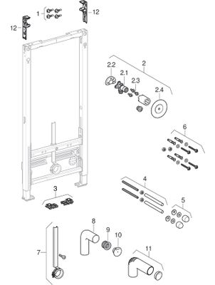 Geberit Wandbidet-Element 112 cm, für Einlocharmatur, 1120 mm Bild 2