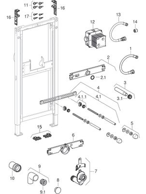 Geberit Urinal-Element 112-130 cm, für verdeckte Urinalsteuerung, 1120 mm Bild 3